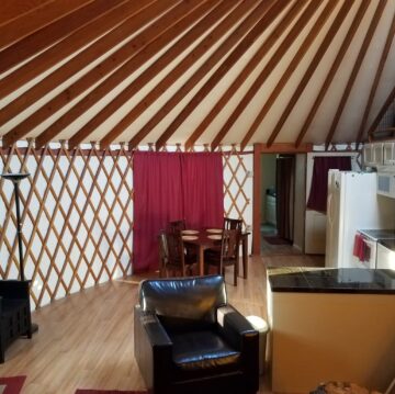 Interior of Yurt with kitchen